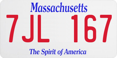 MA license plate 7JL167