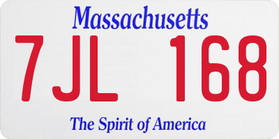 MA license plate 7JL168