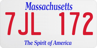 MA license plate 7JL172