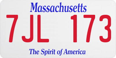 MA license plate 7JL173