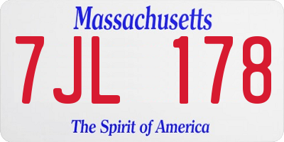 MA license plate 7JL178