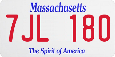 MA license plate 7JL180