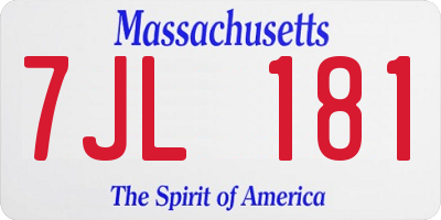 MA license plate 7JL181