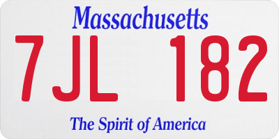 MA license plate 7JL182