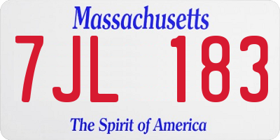 MA license plate 7JL183