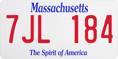 MA license plate 7JL184