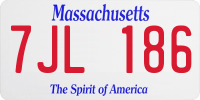 MA license plate 7JL186