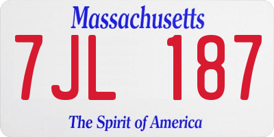 MA license plate 7JL187