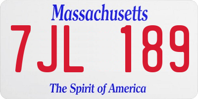 MA license plate 7JL189