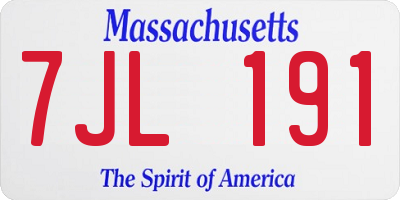 MA license plate 7JL191