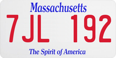 MA license plate 7JL192
