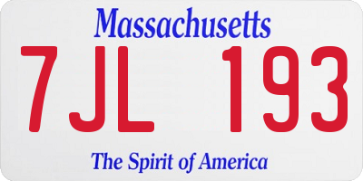 MA license plate 7JL193