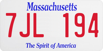 MA license plate 7JL194