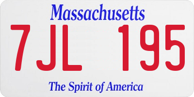 MA license plate 7JL195