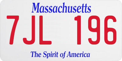 MA license plate 7JL196