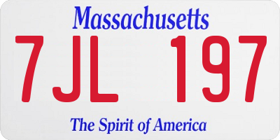 MA license plate 7JL197