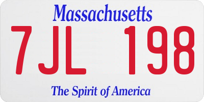 MA license plate 7JL198