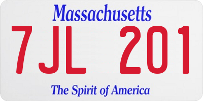 MA license plate 7JL201