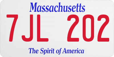 MA license plate 7JL202