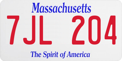 MA license plate 7JL204