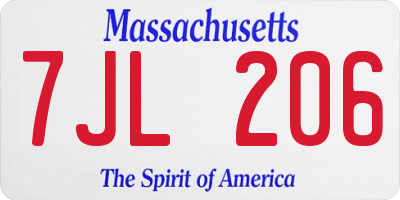 MA license plate 7JL206