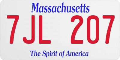 MA license plate 7JL207