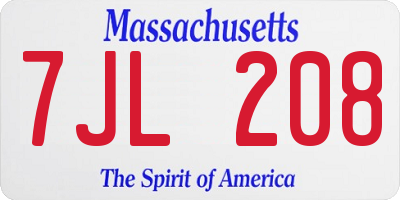 MA license plate 7JL208