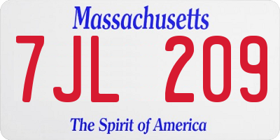 MA license plate 7JL209