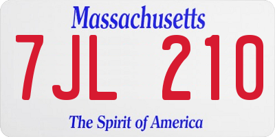 MA license plate 7JL210