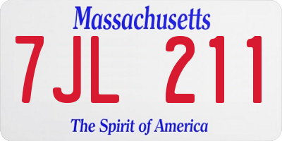 MA license plate 7JL211
