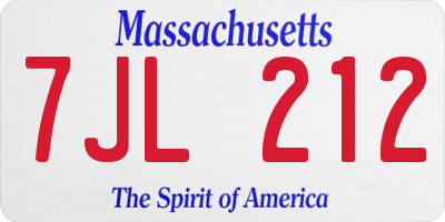 MA license plate 7JL212