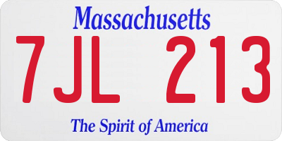 MA license plate 7JL213