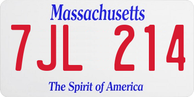 MA license plate 7JL214