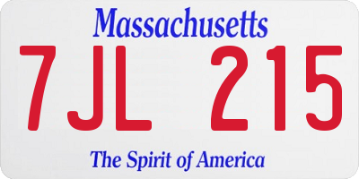 MA license plate 7JL215