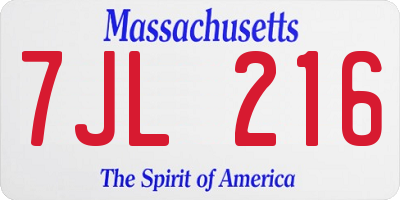MA license plate 7JL216