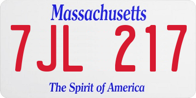 MA license plate 7JL217