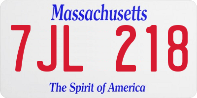 MA license plate 7JL218