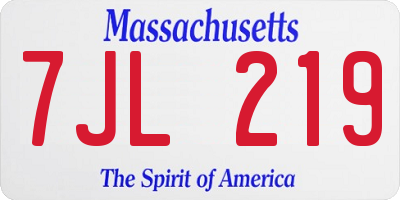 MA license plate 7JL219