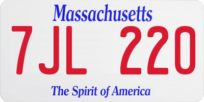 MA license plate 7JL220