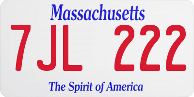 MA license plate 7JL222