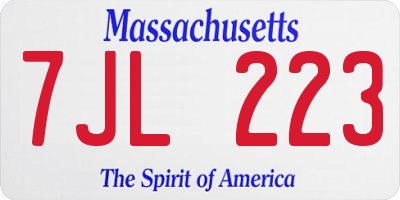 MA license plate 7JL223