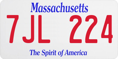 MA license plate 7JL224