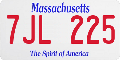MA license plate 7JL225