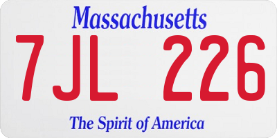 MA license plate 7JL226