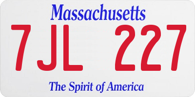 MA license plate 7JL227
