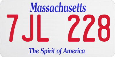 MA license plate 7JL228