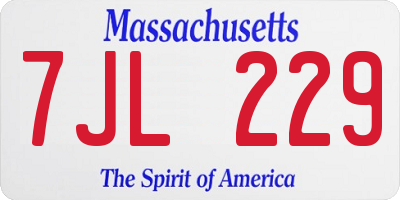 MA license plate 7JL229