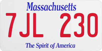 MA license plate 7JL230