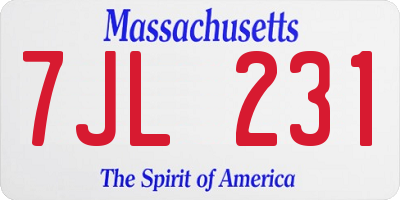 MA license plate 7JL231