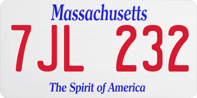 MA license plate 7JL232